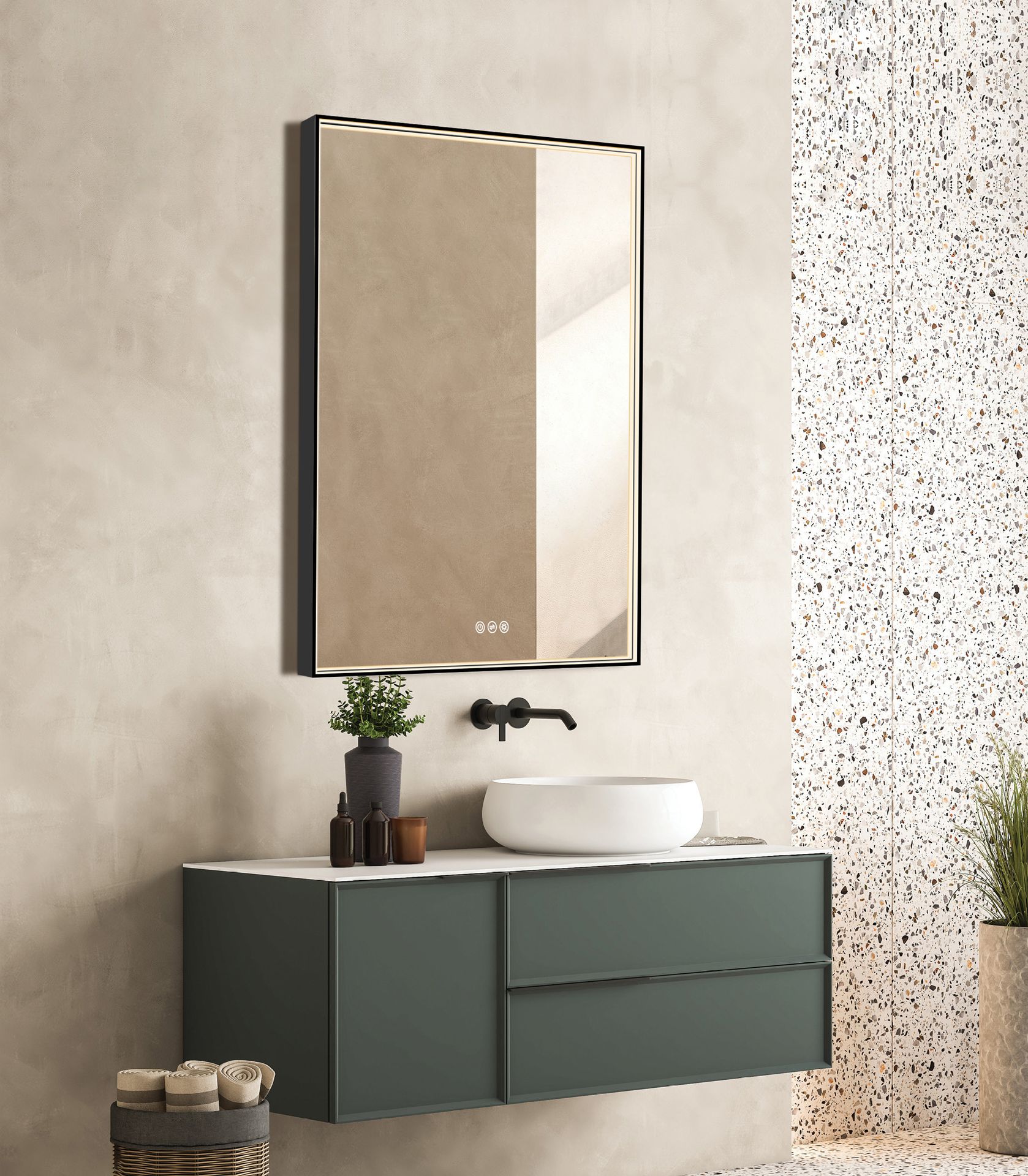 Rectangular Mirror with Lighted Frame (hover)